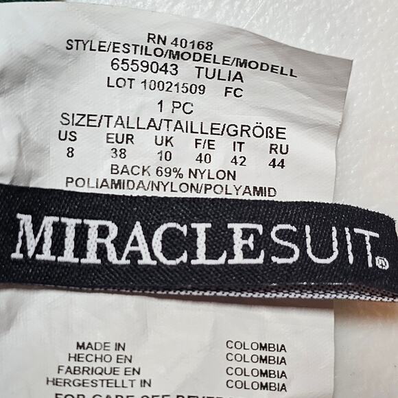 Miraclesuit Tulia Wrap-Style One-Piece Swimsuit in Malachite Green - Size 8 - Picture 7 of 8